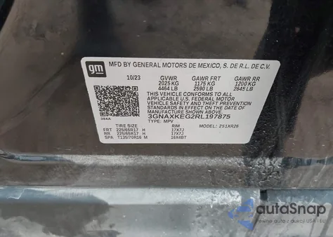 2024 Chevrolet Equinox Fwd Lt z USA, uszkodzony, nr VIN 3GNAXKEG2RL197875